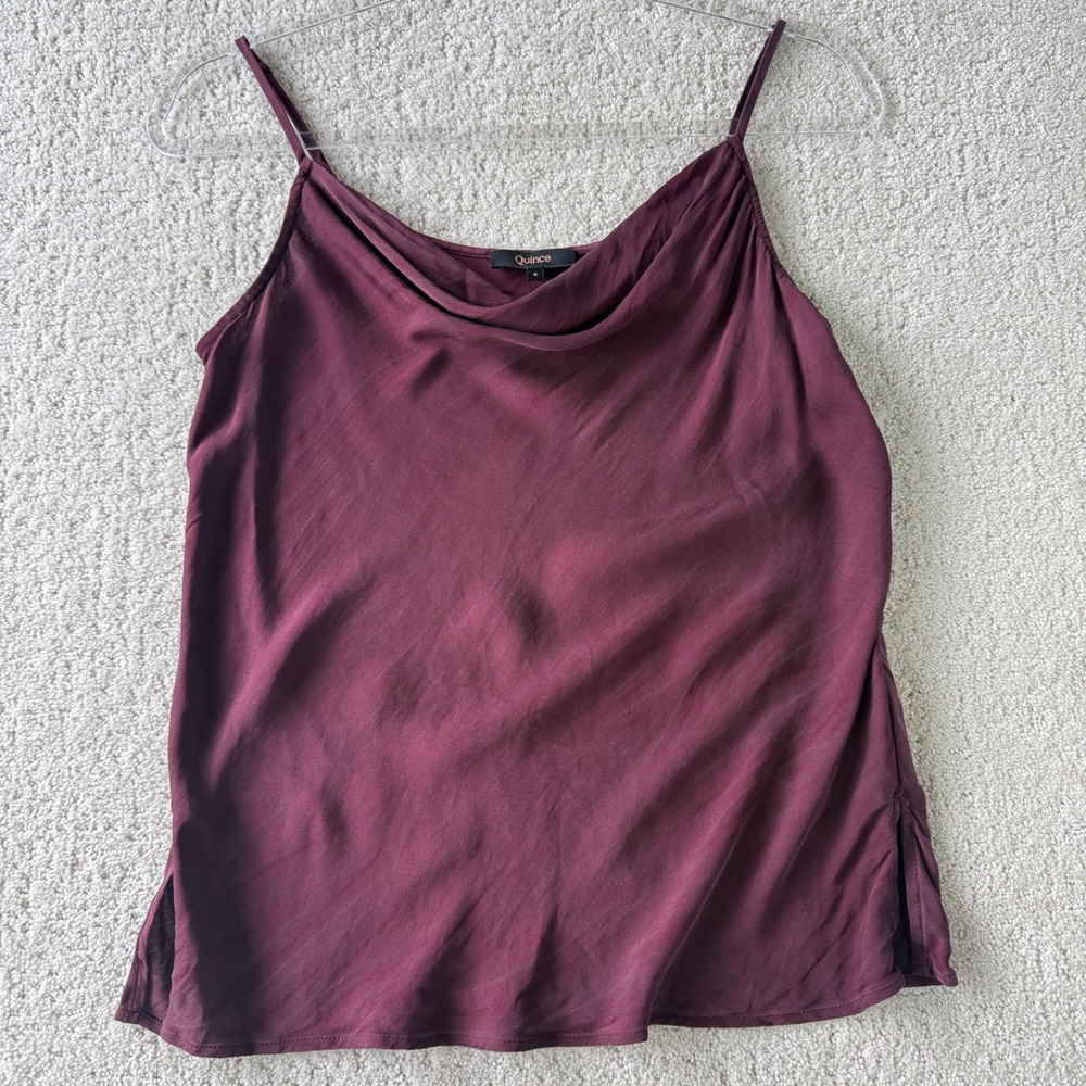 Quince Washable Stretch Silk Cowl Neck Cami Women S Burgundy Mulberry CS001